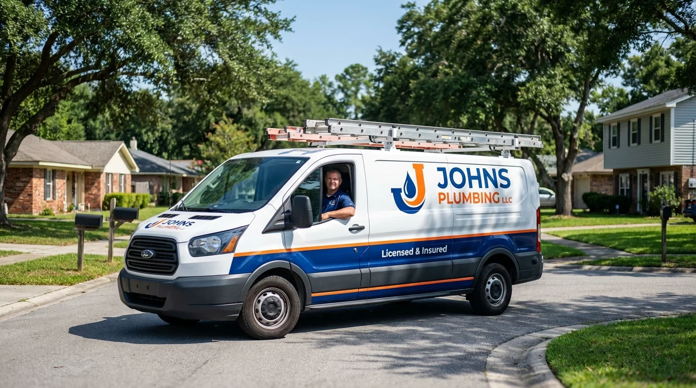 Johns Plumbing LLC service van in Woods Cross, UT