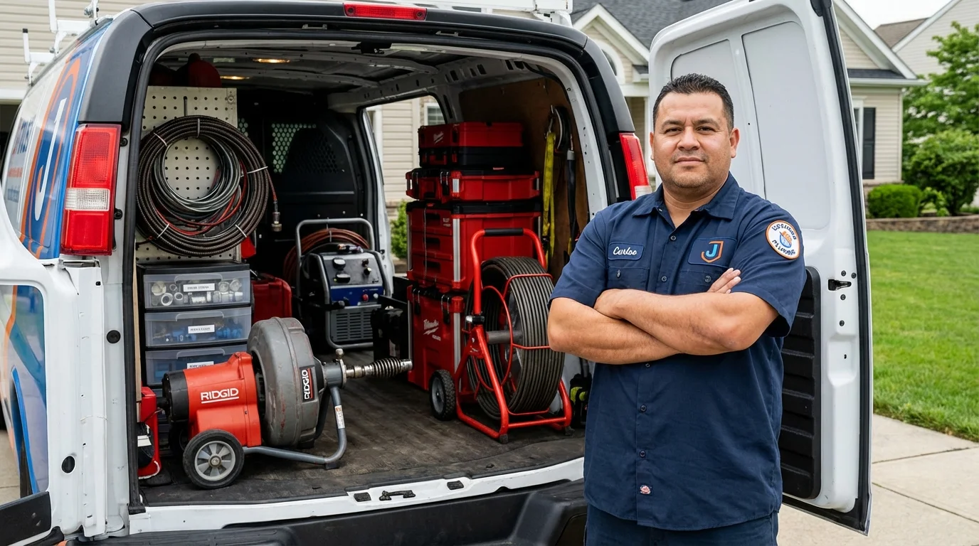 Professional drain cleaning equipment and Johns Plumbing LLC plumber in Woods Cross