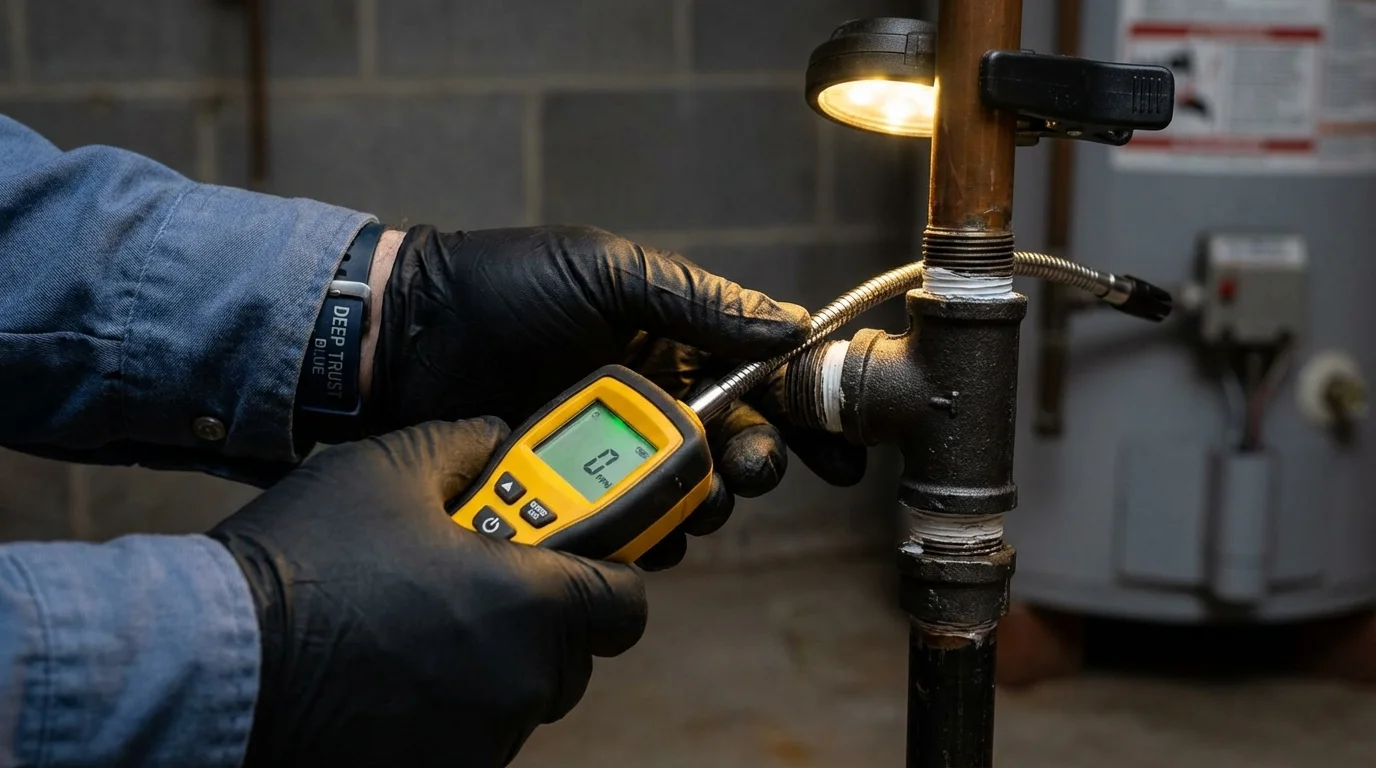 Gas leak detection with electronic sniffer by Johns Plumbing LLC in Woods Cross