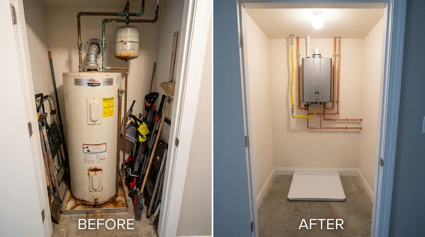 Tank water heater versus wall-mounted tankless unit comparison for Woods Cross, UT homeowners